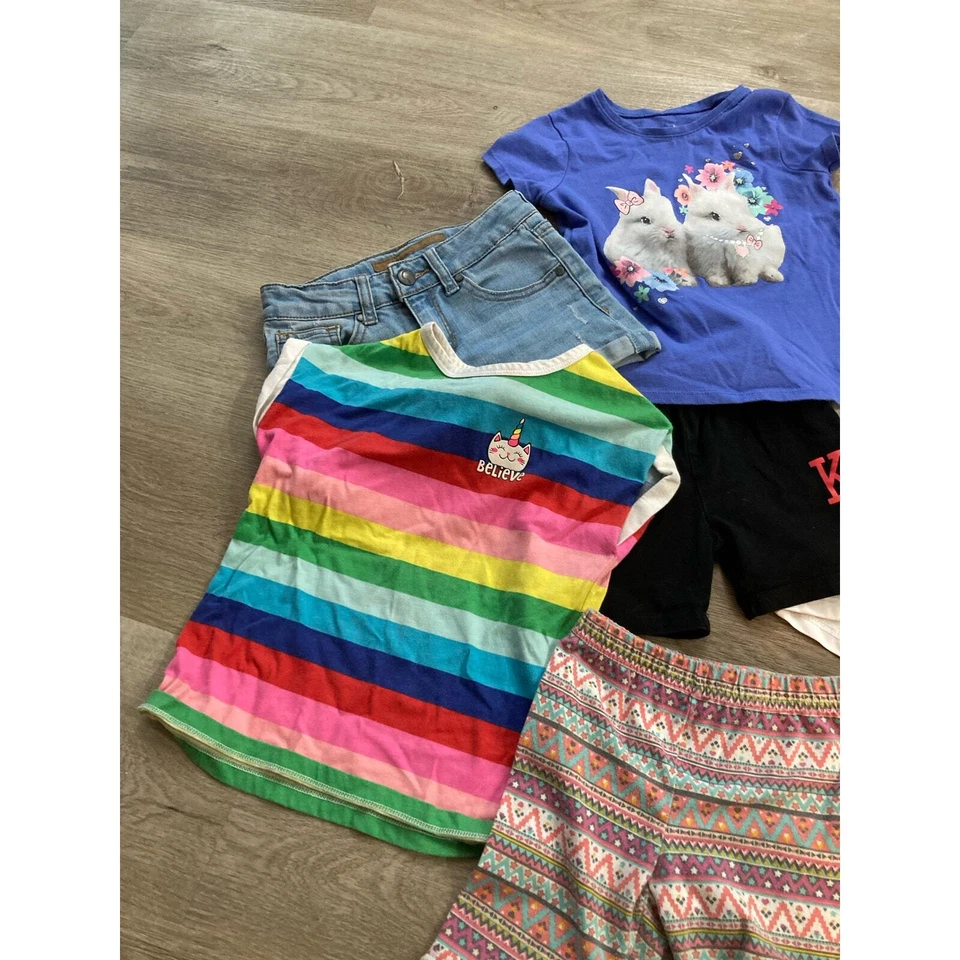Girls 8-Piece Summer Clothing Bundle Size 4–7 Rainbow Unicorn Set Multicolor Lot - Image 2 of 4