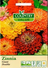 Zinnia Seeds 'Giant Double Mixed' Flower Seeds By Country Value FREE UK DELIVERY