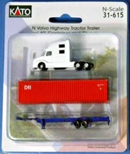 Kato 31-615 Volvo Tractor W/ 40ft CAI Container + Trailer Chassis  N