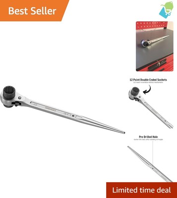 Heavy-Duty Chrome Vanadium Scaffold Spud Wrench with 32 Tooth Ratchet Mechanism