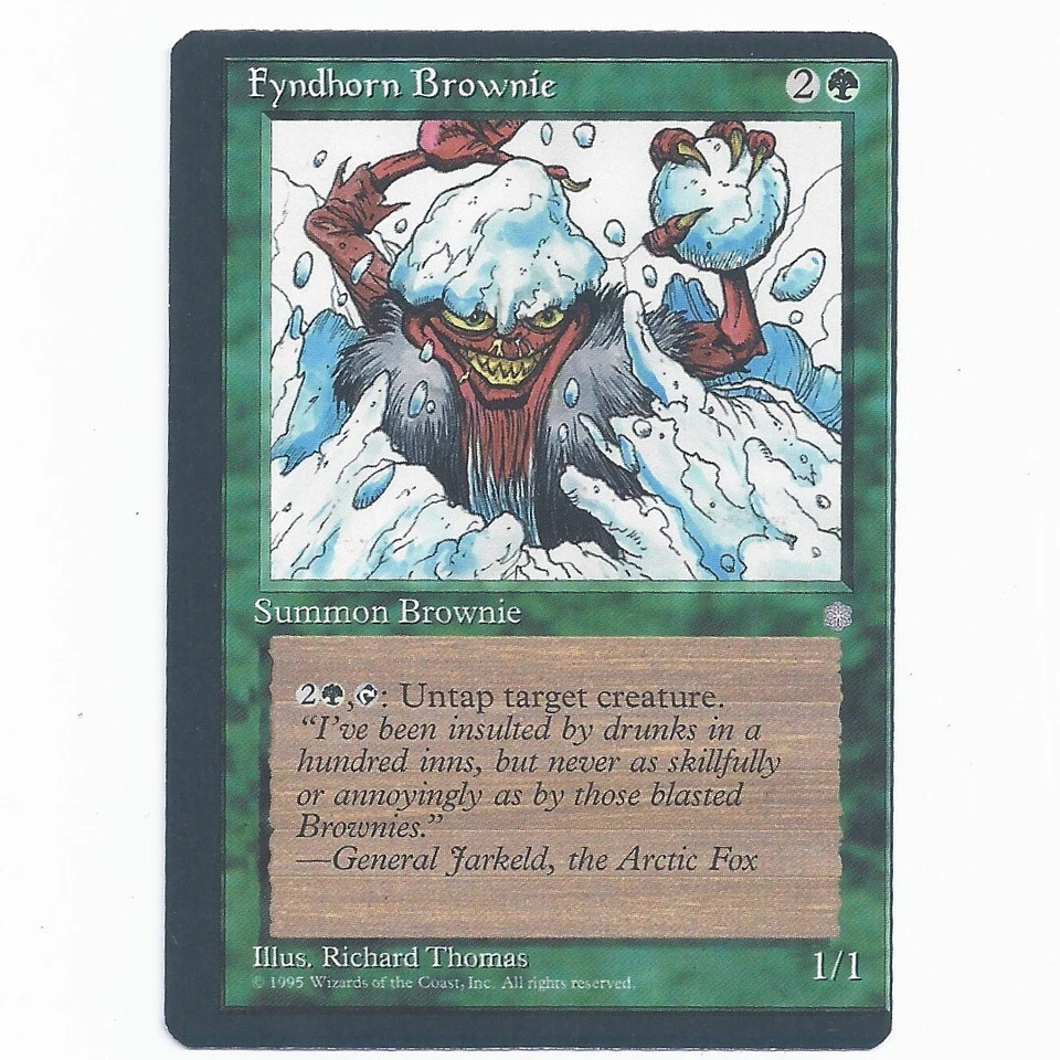 MTG Ice Age ICE Fyndhorn Brownie misprint off center miscut Magic - Image 2 of 3