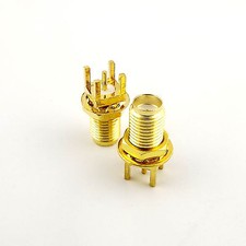 10pcs RF Coaxial Connector SMA Female Jack Straight PCB PC Board Mount With Nut