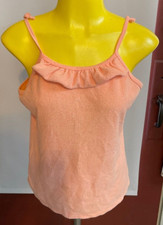 Vintage Womens Peach Terrycloth Tank Top Large Upper Level Hong Kong 1970's