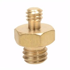 Brass Spigot 3/8" Male - 1/4"-20 Male Threaded Screw Adapter with Hex Nut Center