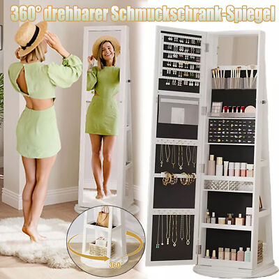 360 Schmuckschrank Abschließbar Schmuck Spiegelschrank mit Spiegel Schmuckregal 