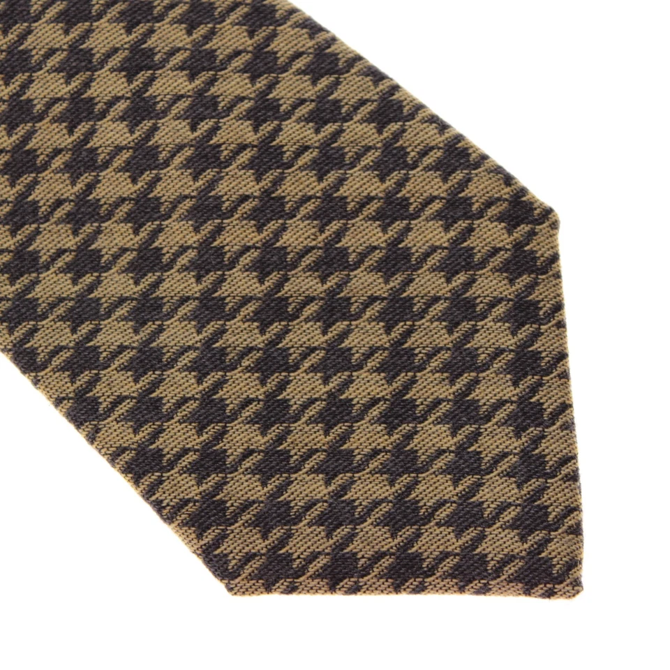 Corbata Kiton nueva sin etiquetas mezcla de lana/seda siete pliegues en pata de gallo tostado verdoso/gris Foto 2 de 4