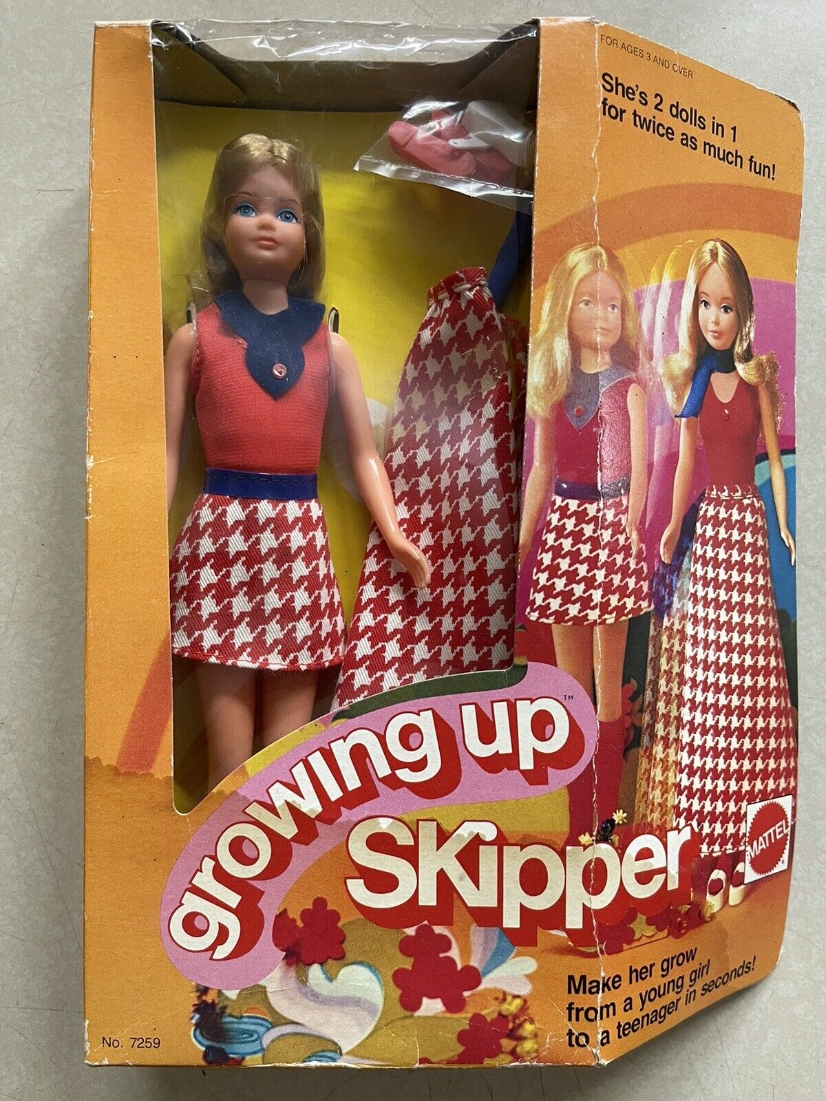 Vintage Growing up Skipper Barbie Doll 7259 With Her Original 