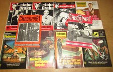 10 Alt-Krimis, Romanhefte, z.B. Checkpart, Fledermaus, John Drake, wie Abb zh105