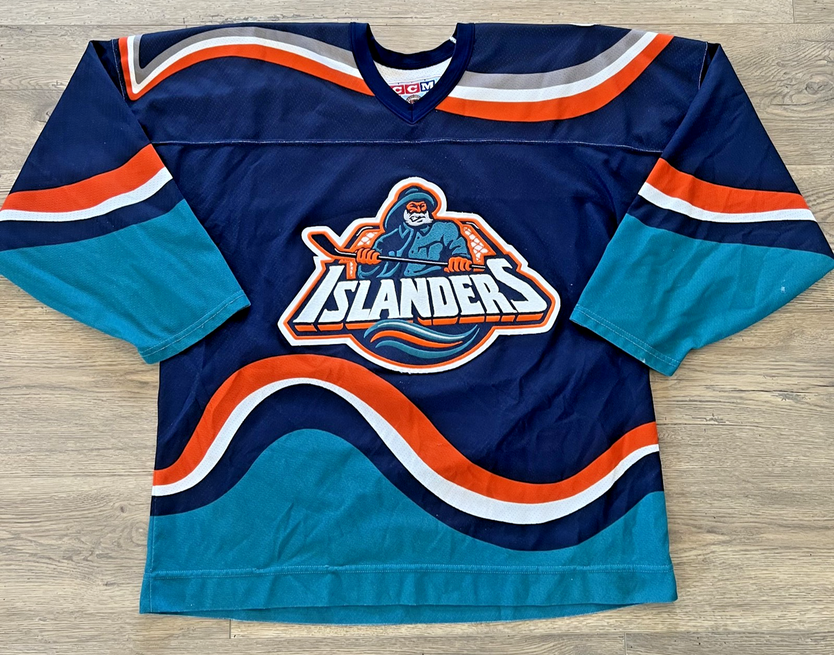 Vintage New York Islanders FISHERMAN CCM Hockey NHL Jersey 90s Large L  Alternate