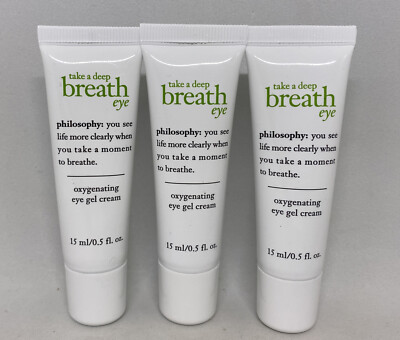 3x PHILOSOPHY Take a Deep Breath Oxygenating Eye Gel Cream .5oz = 1.5 oz Full SZ