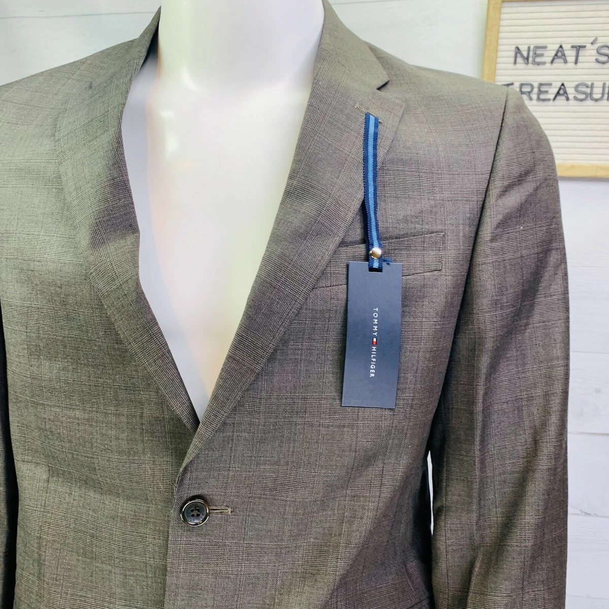 NEW Tommy Hilfiger NATHAN TAILORED Brown Wool 2 Pieces Suit Sz R 38 W 32