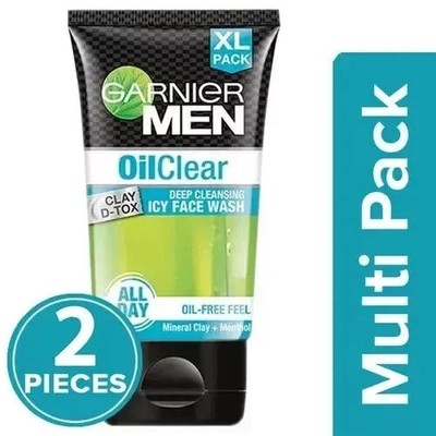 Garnier Men Oil Clear Face Wash 2x150g   For Oily Skin, Multipack, Mattifying