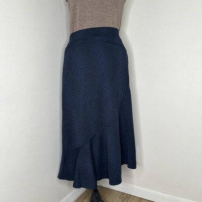 Womens Skirt 24W 3XL 44'' 32L Blue Maxi A Line Flare Snake Crocodile Stretch