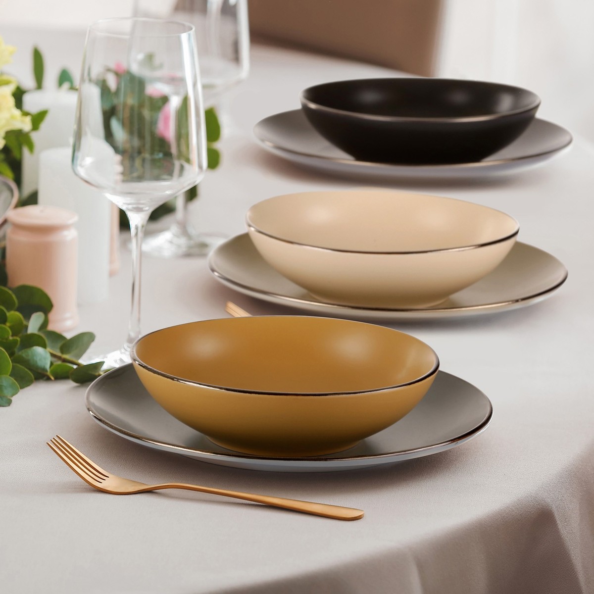 KASANOVA Servizio 18 piatti in Stoneware Sahara multicolore Tavola