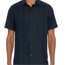 Scotch  Soda Men's Navy Short Sleeve Shirt - Linen Blend Size XL EUC