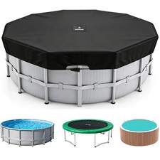 10Ft Round Pool Cover Stock Tank Solar Protector Lockable Windproof UV-Resistant