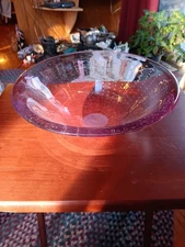 11" HANDBLOWN AMETHYST GLASS CENTERPIECE BOWL. 1304