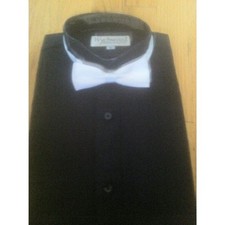 Mens Black Tuxedo Shirt with White Bow Tie Size S
