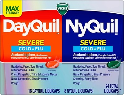 DayQuil, Nyquil Severe Cold & Flu Liquicaps, 24  COUNT