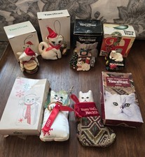 Vintage Fancy Feast Christmas Ornament Lot Of 6 90’s White Cats 