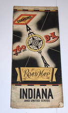 Vtg 1930's Diamond D-X Oil Co. Road Map - Indiana
