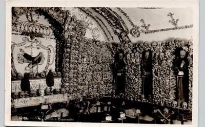 SKULLS & SKELETONS rome 1910s postcard italy real photo rppc capuchin crypt tomb