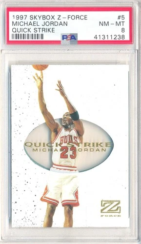 MICHAEL JORDAN 1997-98 SKYBOX Z-FORCE QUICK STRIKE PSA 8 INSERT CARD #5!