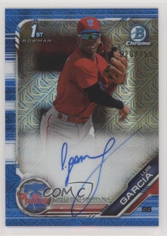 2019 Bowman Chrome Prospects HTA Choice Refractor 20/150 Luis Garcia Auto u6m