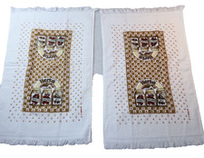 Vintage Herb Tea Towels Set Cannon Cotton Fringed Cottagecore Kitchen