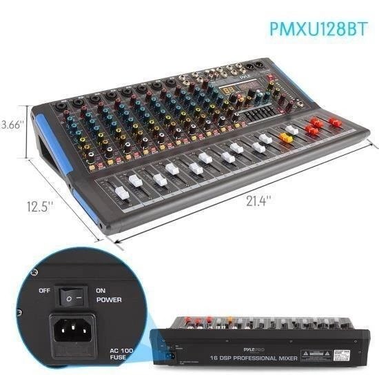 Pyle Bluetooth 12 Ch. Studio DJ Controller Audio Mixer Console System PMXU128BT - Image 3 of 4