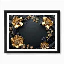 3d Illustration Background with Gol Framed Wall Art Poster Canvas Print Picture