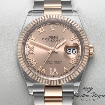 Rolex Datejust 36 126231 Edeltahl Rosegold 750 Diamanten Automatik Gold Stahl