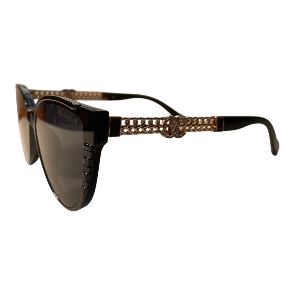 Authentic CHANEL Sunglasses Cat Eye Runway CC Logo Black & Gold - image 3 of 4
