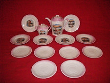 ANTIQUE CHILD'S TOY TEA SET CHRISTMAS SANTA CLAUS AUTO'S AIRSHIP GERMANY 1900'S