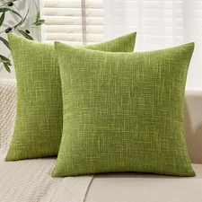 MIULEE Burlap Linen Throw Pillow 18" x (Pack of 2), Green 