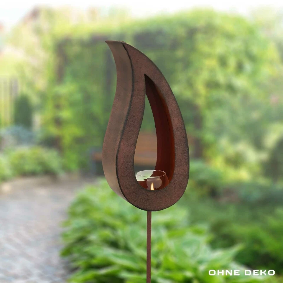 Edelrostoptik Metall Garten Deko XXL Kerze Tropfen Herbst Winter - Bild 4 von 4