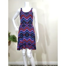 Express Sleeveless Multicolor Aztec Print Scoopneck Midi Dress Colorful Sz Small