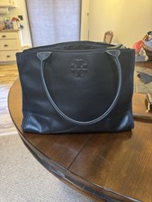 Tory Burch Ella Leather Tote Bag Double T Black
