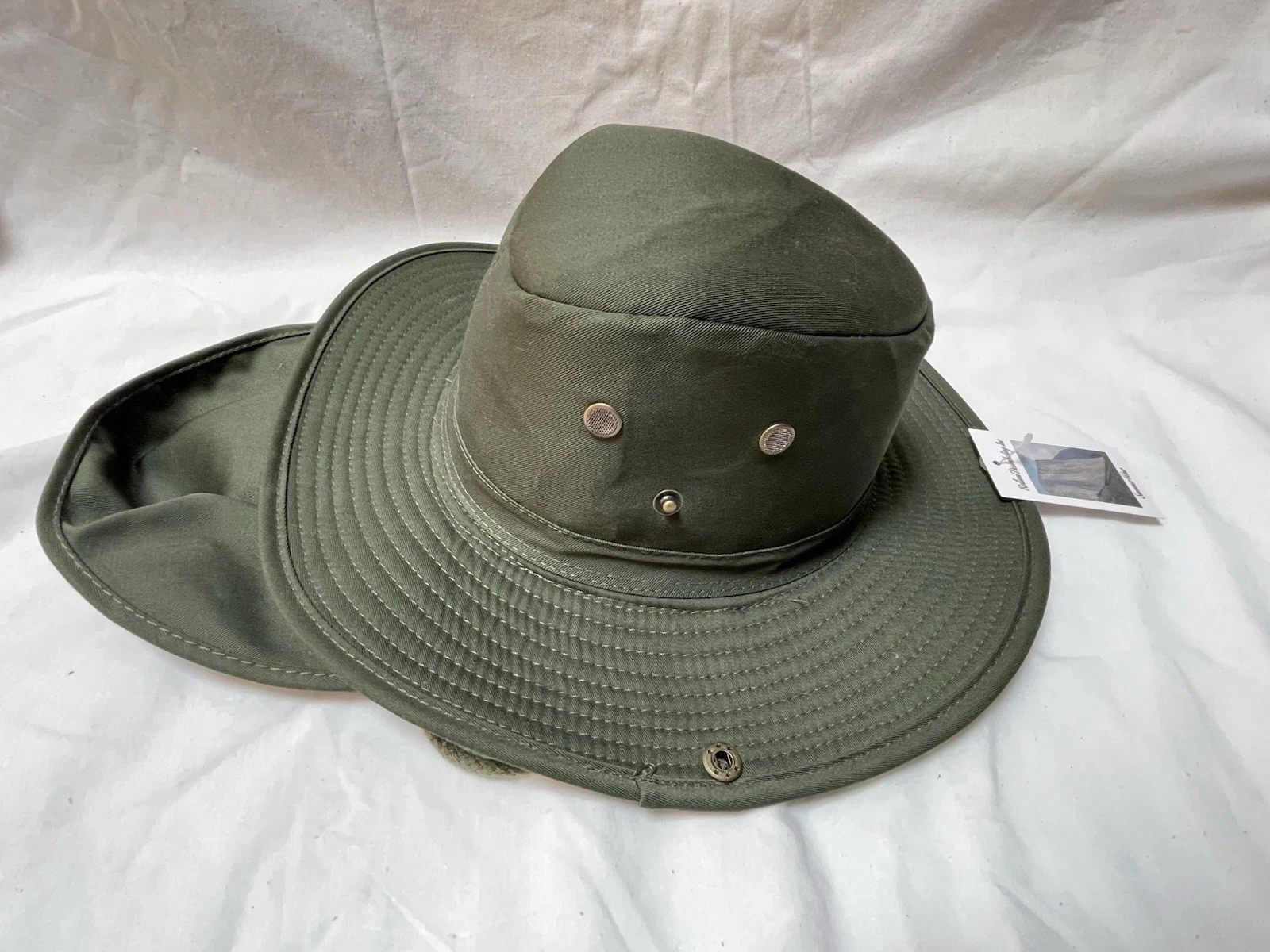 Unisex Green Bucket Boonie Hat Sun Wide Brim Fishing Outdoor Cap Neck Cover Flap