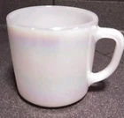 Vintage Federal Moonglow Iridescent Milk Glass Coffee Mug Cup, 3" tall