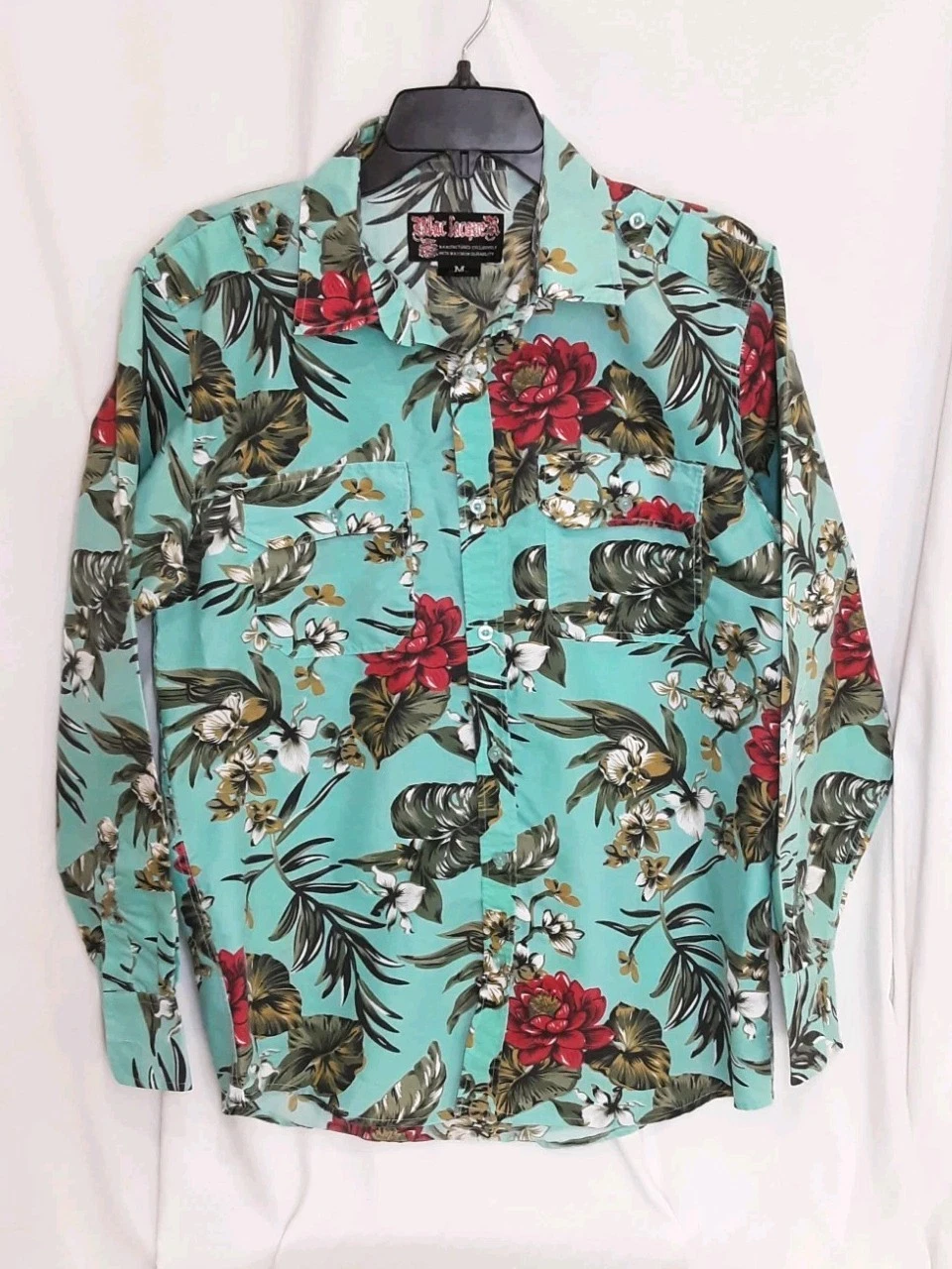 Blac Jacque Long Sleeve Hawaiian Shirt Men's Size Medium - J8