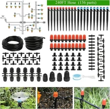 240FT Drip Irrigation System Kit  Automatic Garden Watering Misting System for G