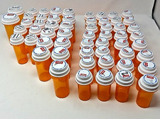 Plastic Prescription Pill Bottles w/Lids Mixed Size Lot of 53 Amber No Labels