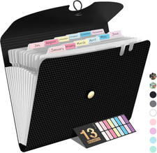 Expanding File Folder, 13 Pocket Accordion File Organizer, Monthly Expandable Fi