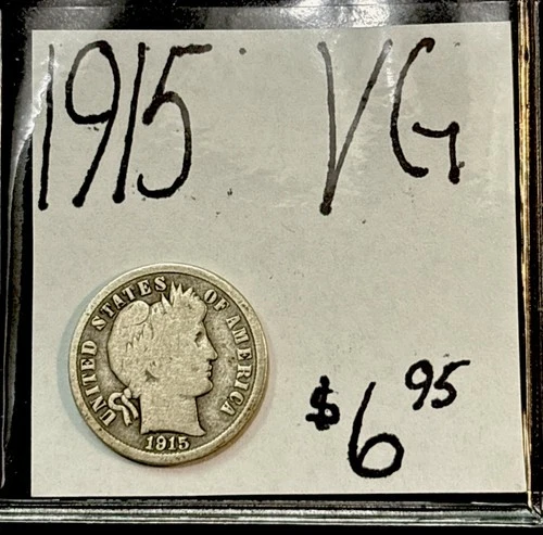 1915 Barber Silver Dime (VG) Very Good Condition! ENN Coins