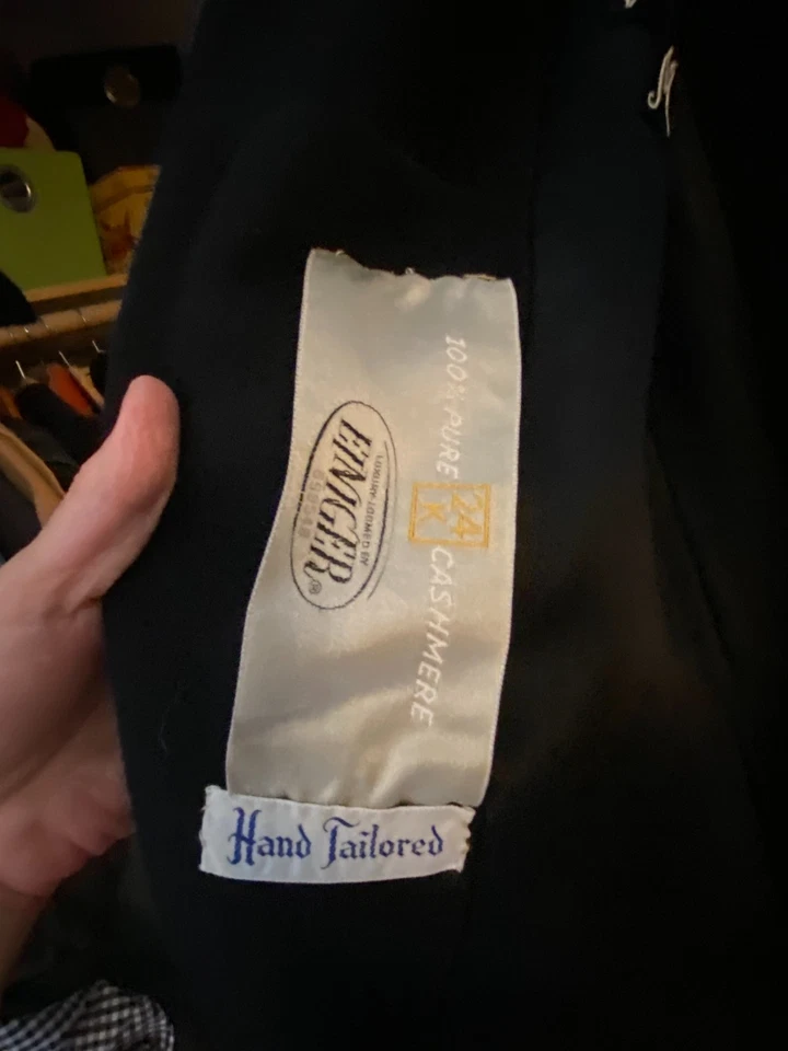 Vintage Women’s Black Cashmere & Mink Collar Swing Mid Long Length - Image 3 of 4