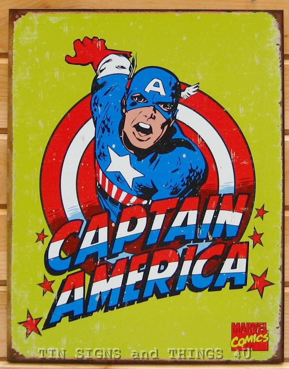 Retro Captain America TIN SIGN metal poster home wall decor marvel