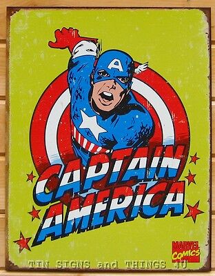 US Seller Marvel comics Captain America metal tin sign  pub living room