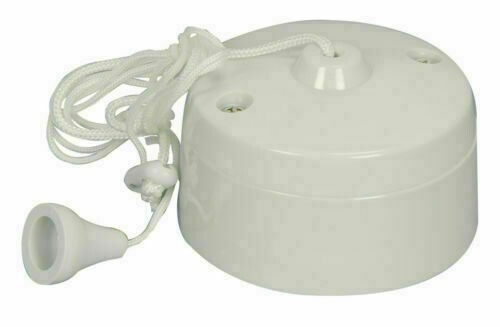 New Pull Cord 6A 1 Way Ceiling Mounted Switch For Bathroom Light & Fan etc - Picture 1 of 3