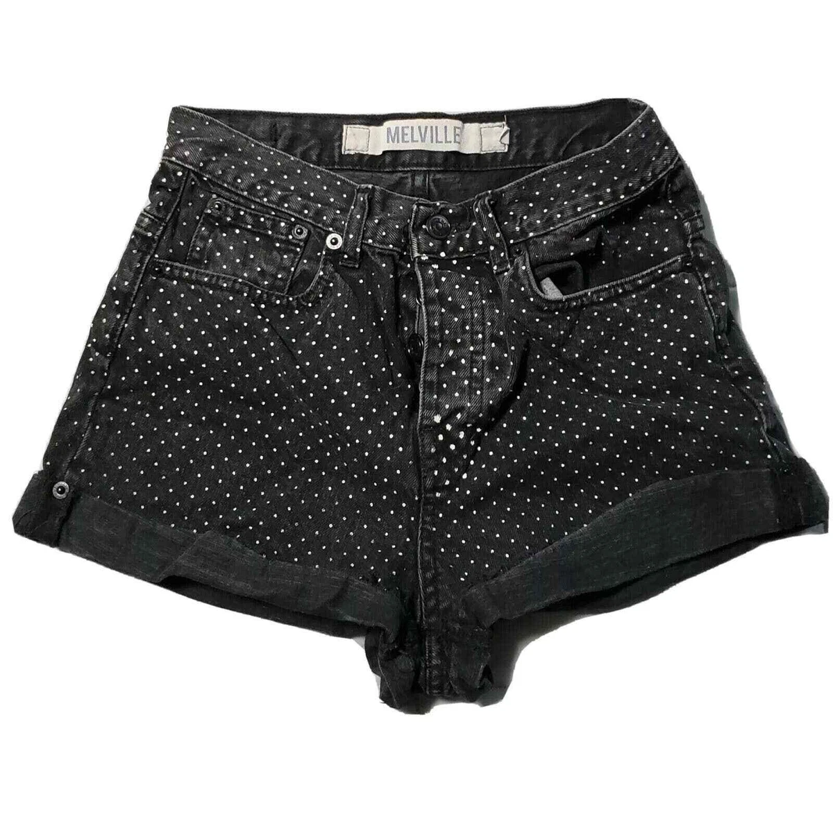 Brandy Melville black white polka dot 5 pocket denim shorts button